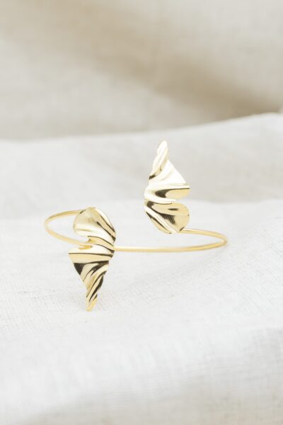 Bracelete  Folhagem Orgânico Banhado em Ouro 18k