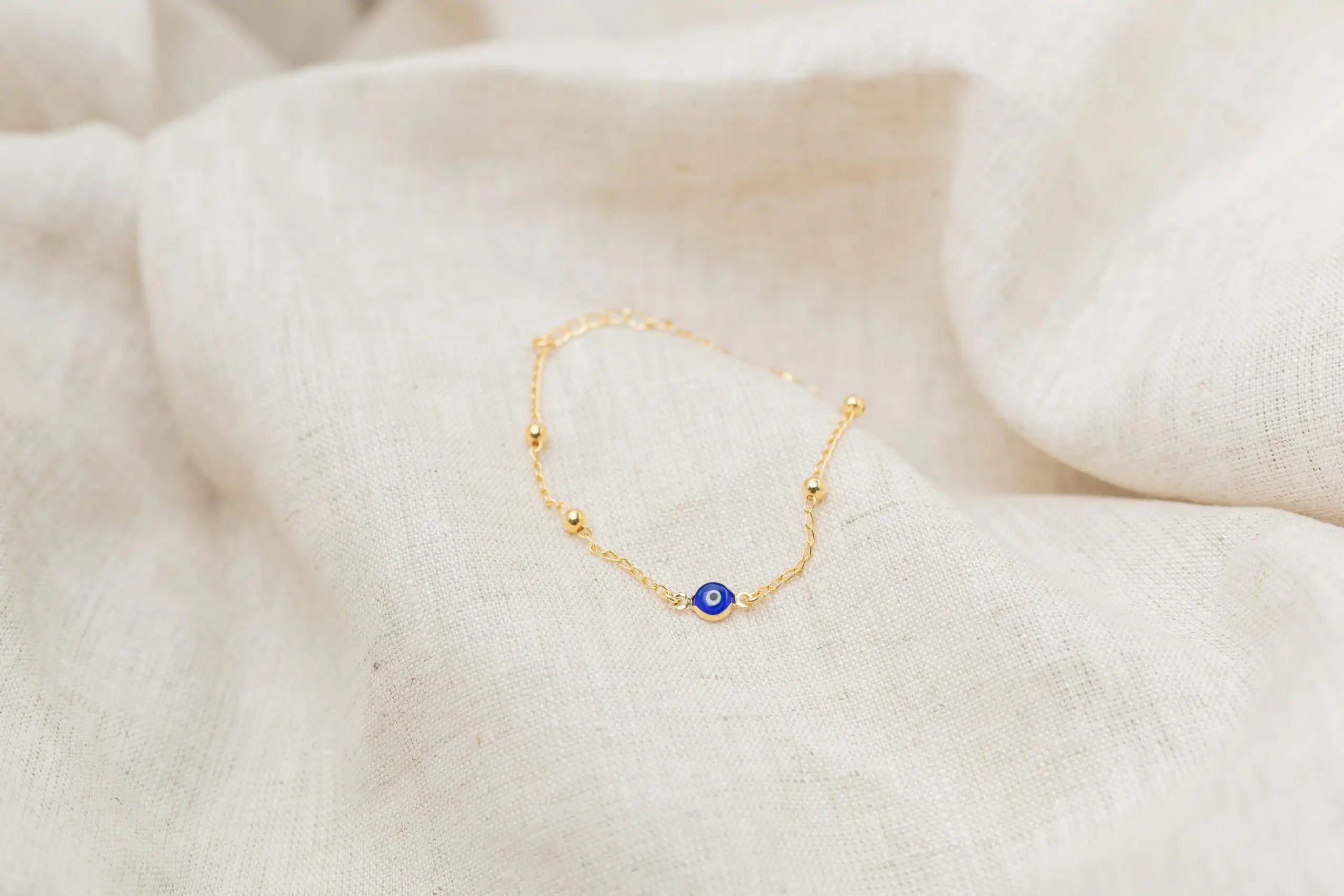 Pulseira Olho Grego e Esfera Banhada em Ouro 18k - Imagem 2