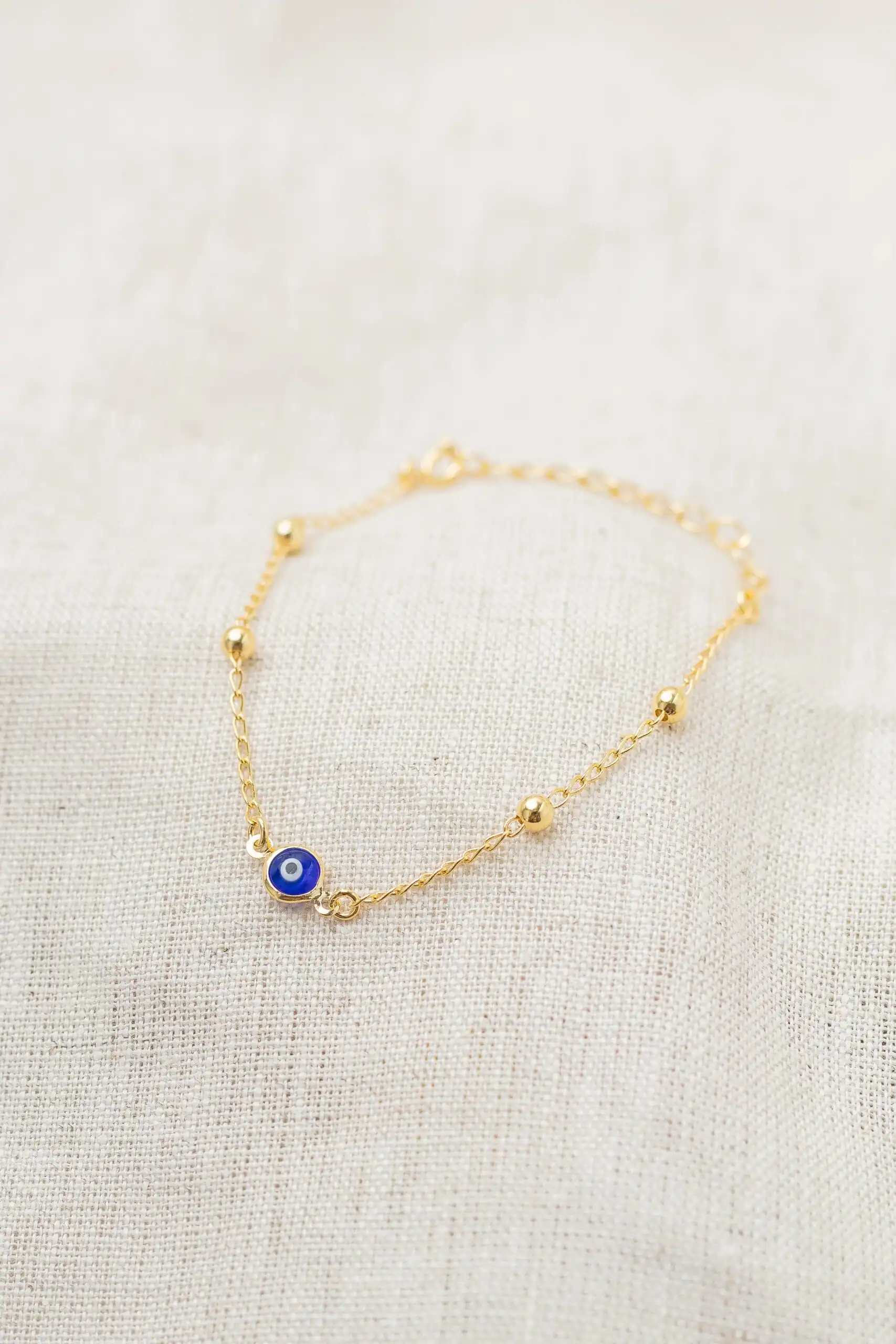Pulseira Olho Grego e Esfera Banhada em Ouro 18k