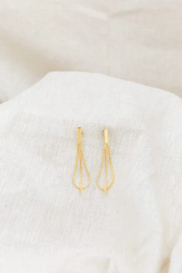 Brinco Fio Trabalhado Banhado em Ouro 18k - Image 2