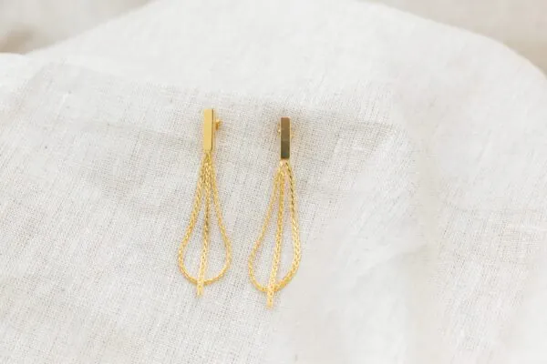 Brinco Fio Trabalhado Banhado em Ouro 18k