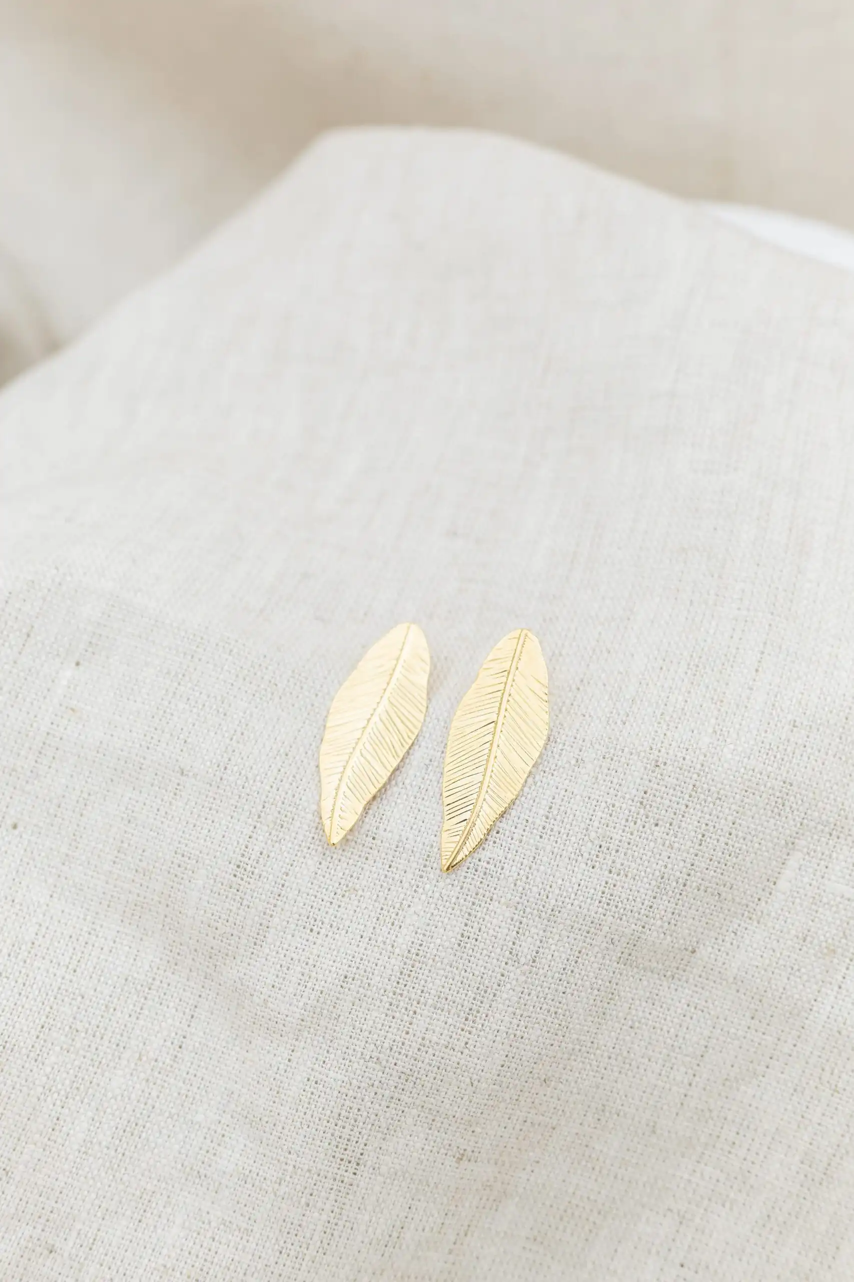 Brinco Folha Texturizado Banhado em Ouro 18k