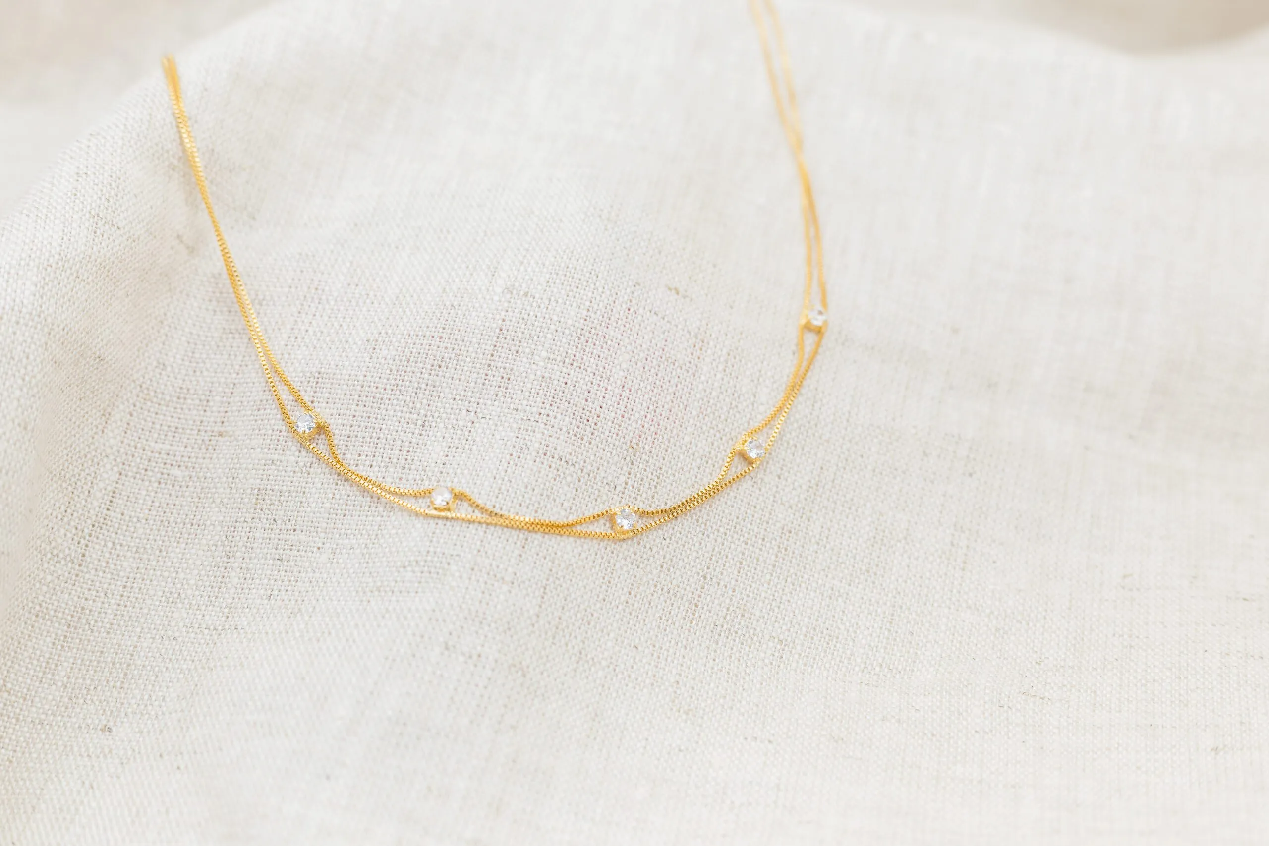 Choker Fio Duplo com Zircônia Banhado em Ouro 18k - Imagem 2