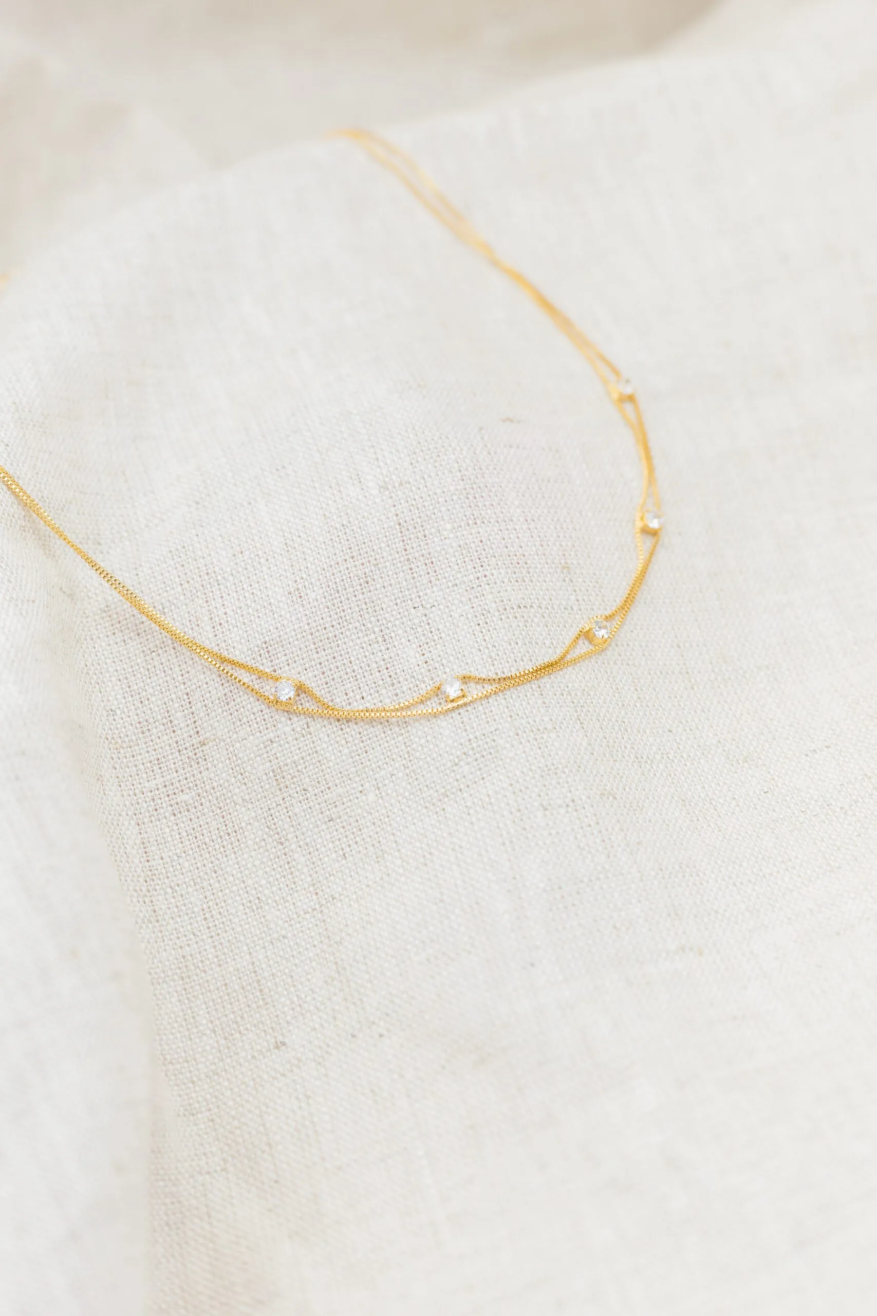 Choker Fio Duplo com Zircônia Banhado em Ouro 18k - Imagem 3