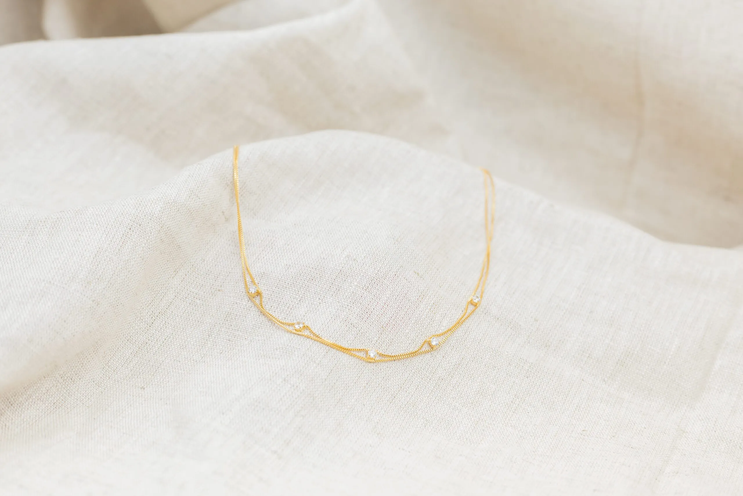 Choker Fio Duplo com Zircônia Banhado em Ouro 18k - Imagem 4